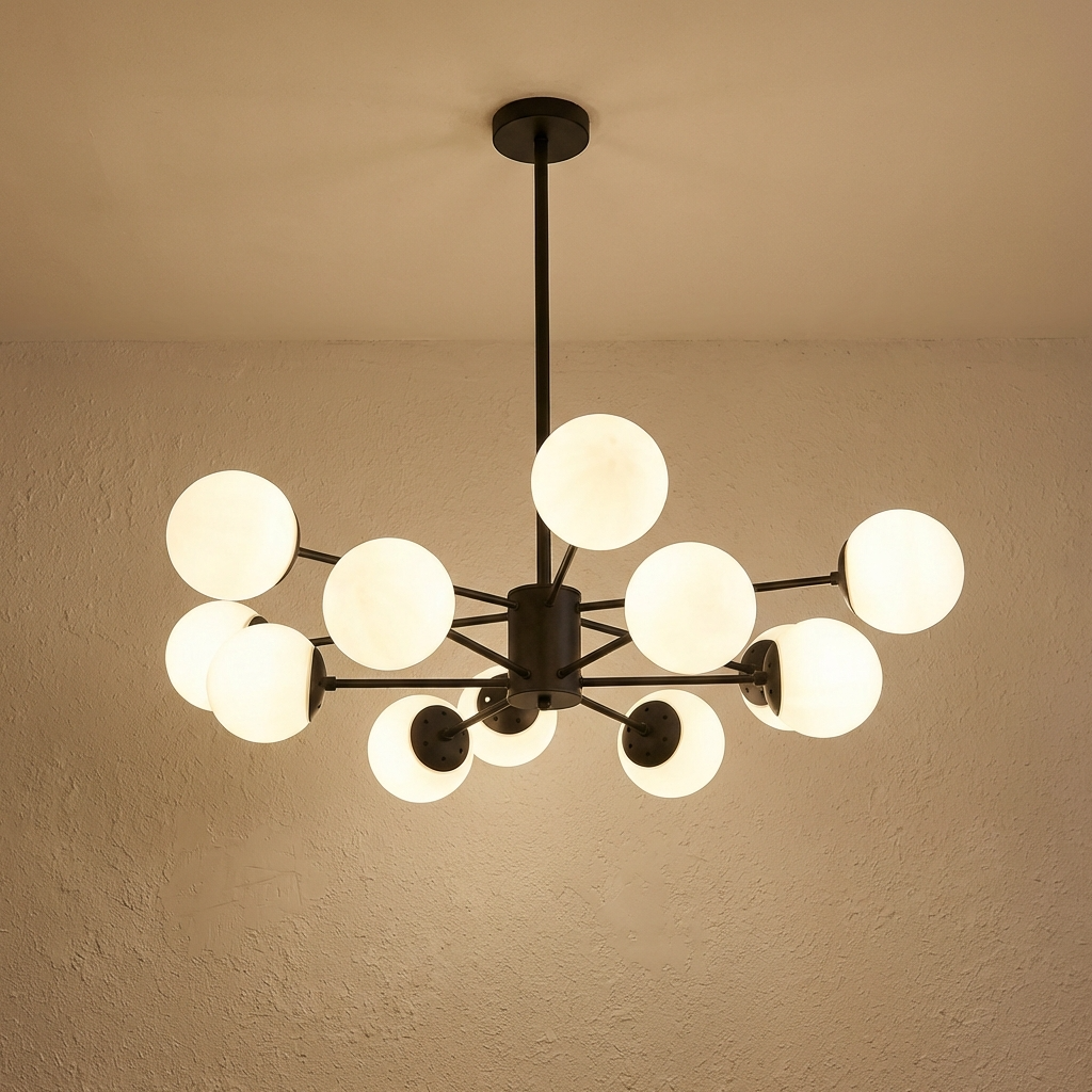Modern White Multi Glass Globe Chandelier