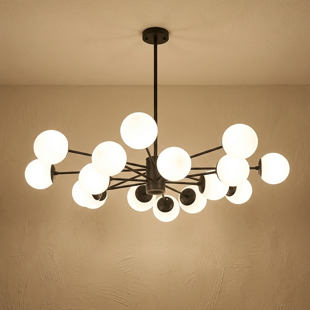 Modern White Multi Glass Globe Chandelier