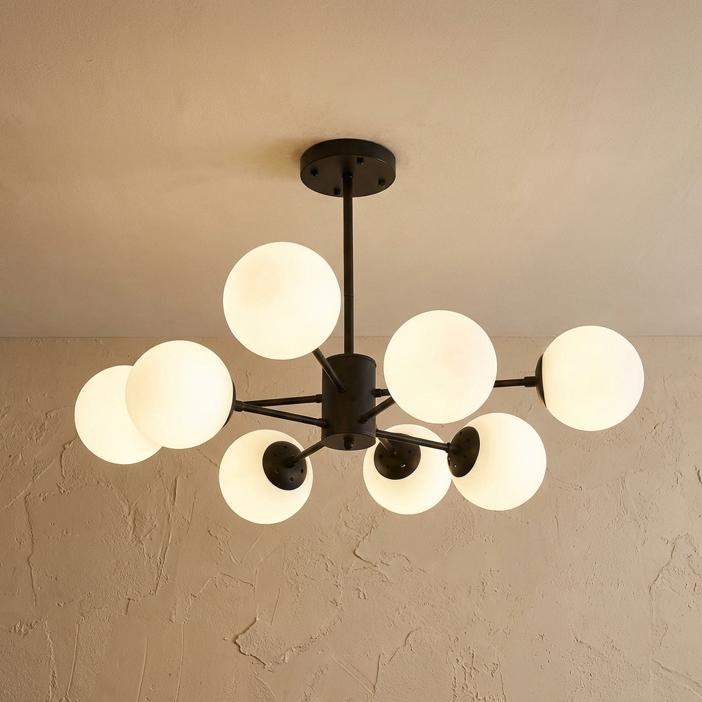 Modern White Multi Glass Globe Chandelier