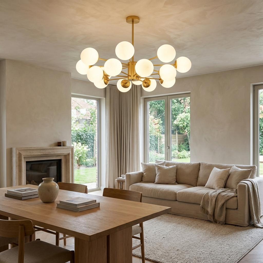 Modern White Multi Glass Globe Chandelier