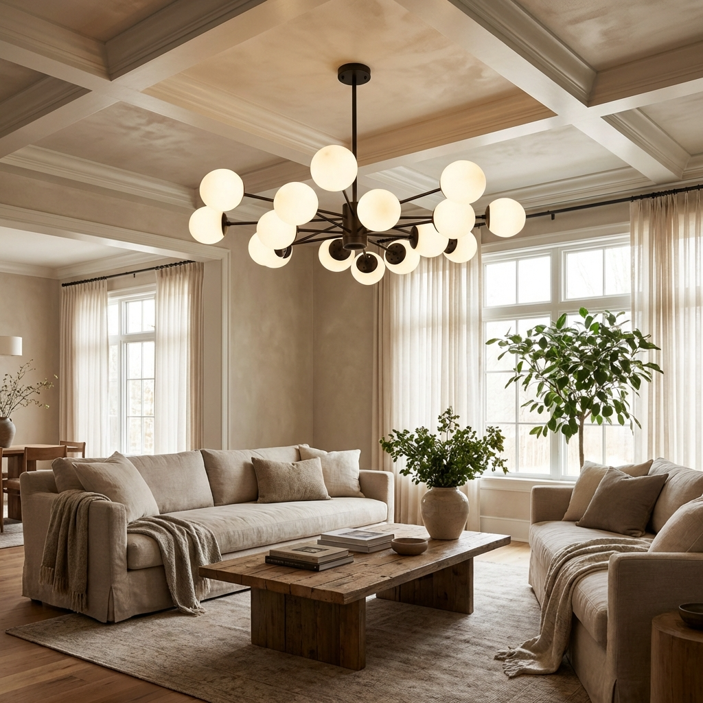 Modern White Multi Glass Globe Chandelier