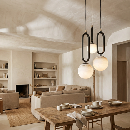 Natural Alabaster Ball Pendant Light