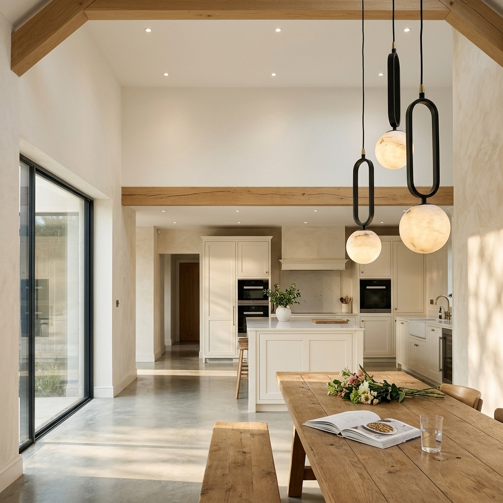 Natural Alabaster Ball Pendant Light