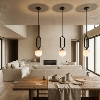 Natural Alabaster Ball Pendant Light
