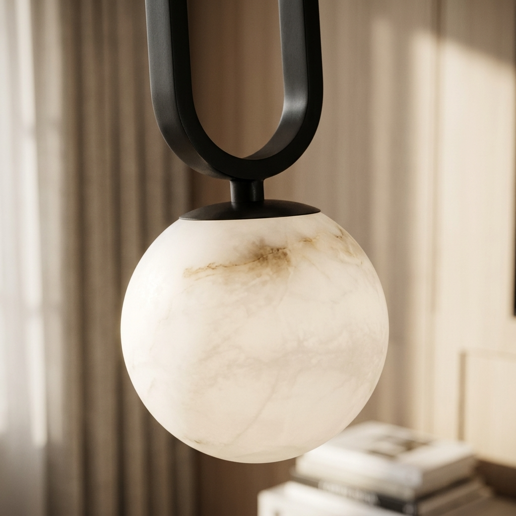 Natural Alabaster Ball Pendant Light