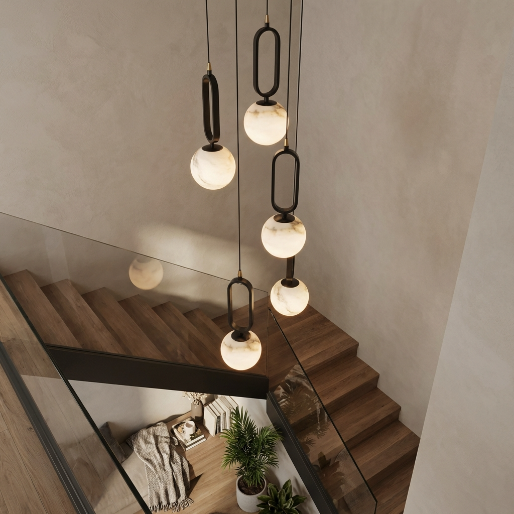 Natural Alabaster Ball Pendant Light - Alabaster Globe Hanging Lamp ...