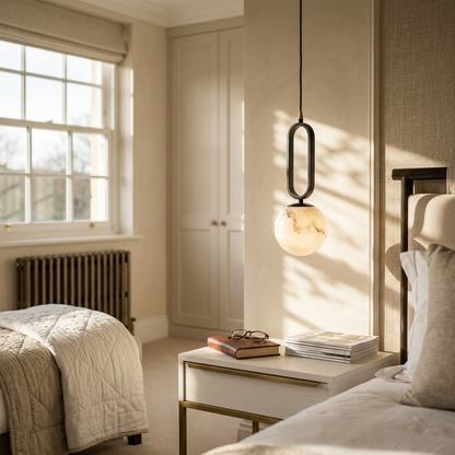 Natural Alabaster Ball Pendant Light