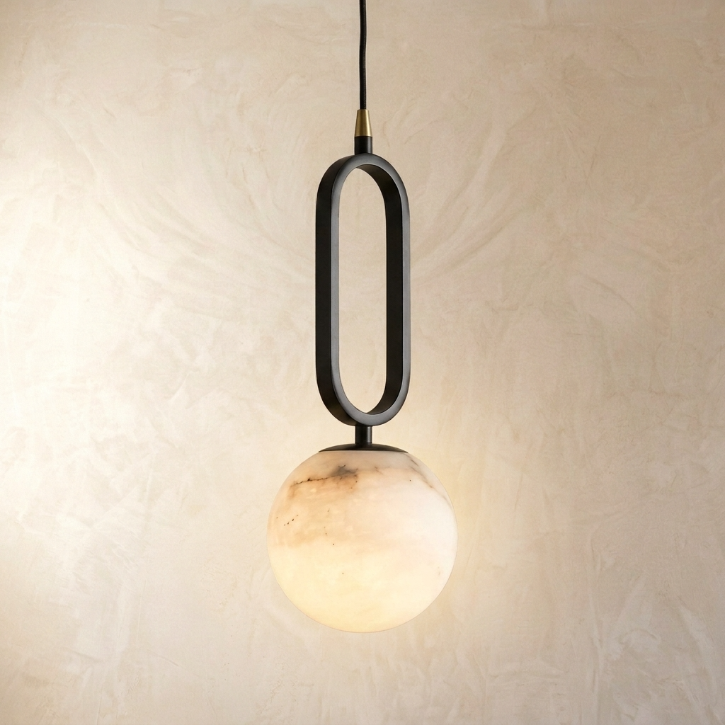 Natural Alabaster Ball Pendant Light