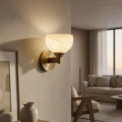 Natural Alabaster Bowl Wall Light