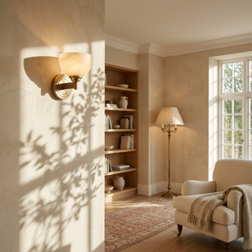 Natural Alabaster Bowl Wall Light