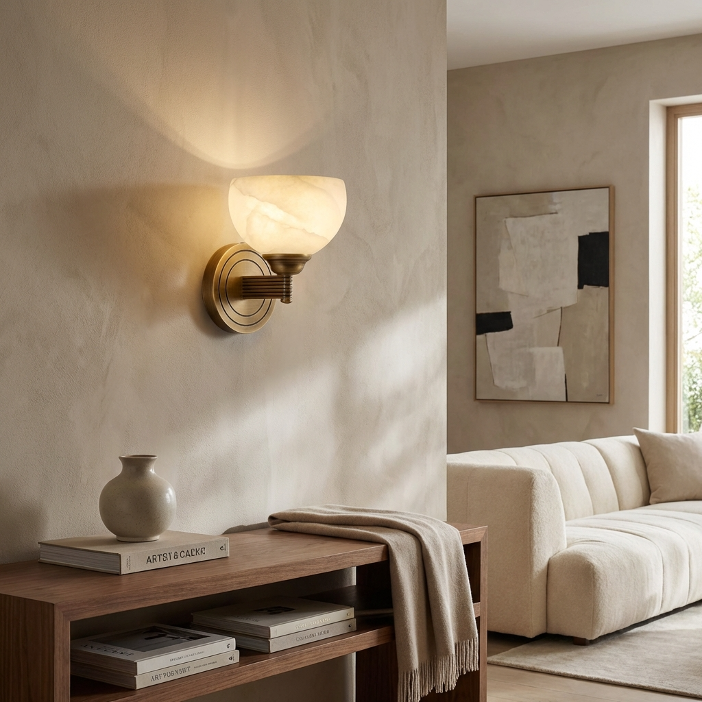 Natural Alabaster Bowl Wall Light