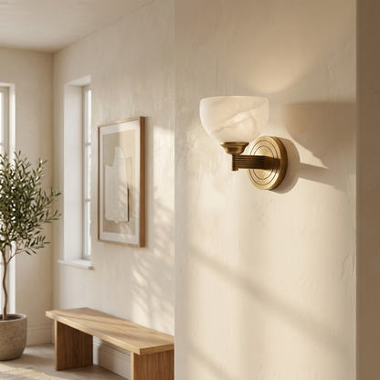 Natural Alabaster Bowl Wall Light