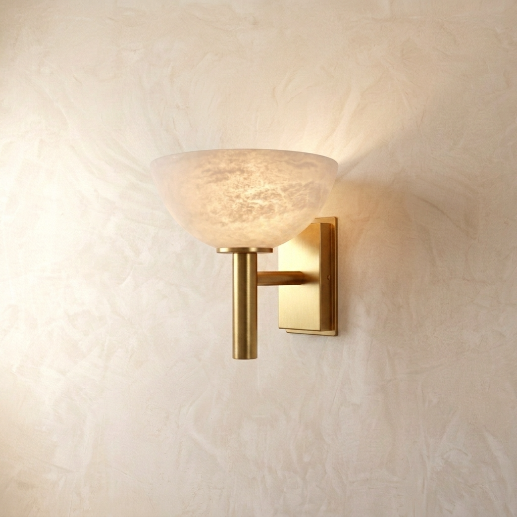 Natural Alabaster Bowl Wall Light