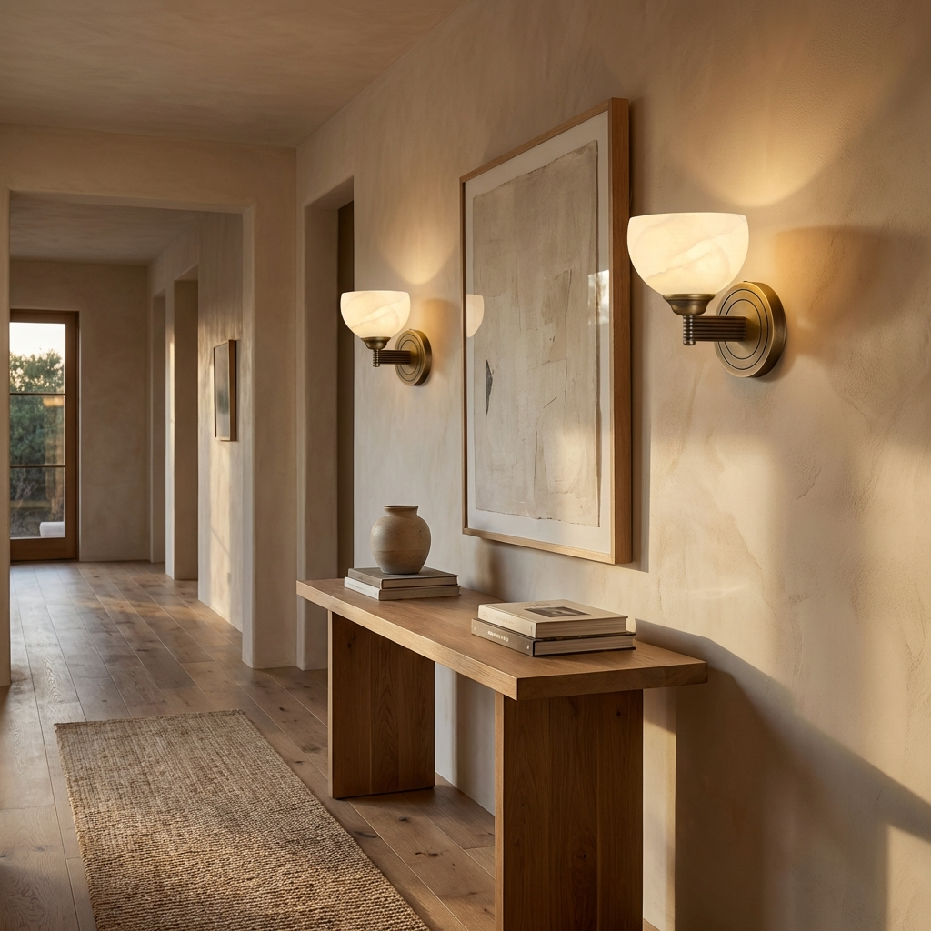 Natural Alabaster Bowl Wall Light