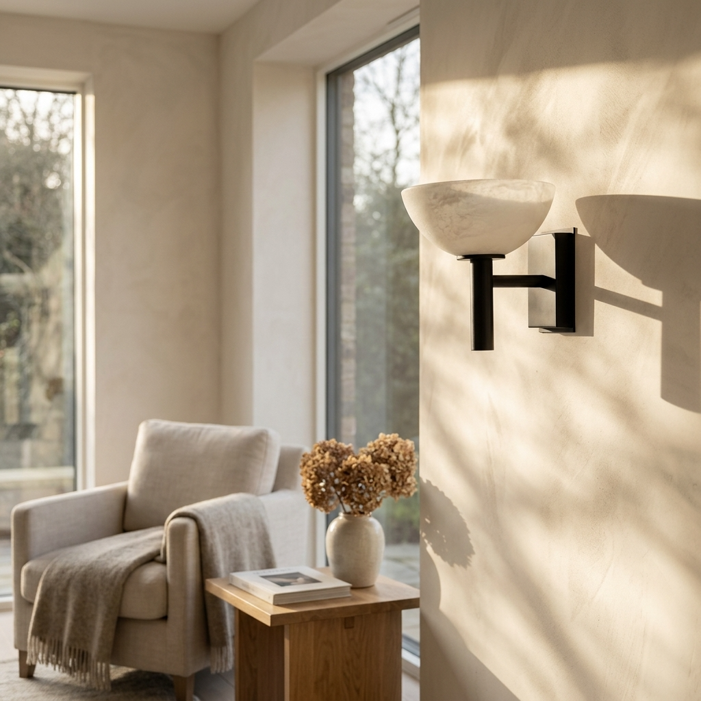 Natural Alabaster Bowl Wall Light