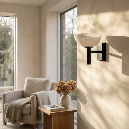 Natural Alabaster Bowl Wall Light