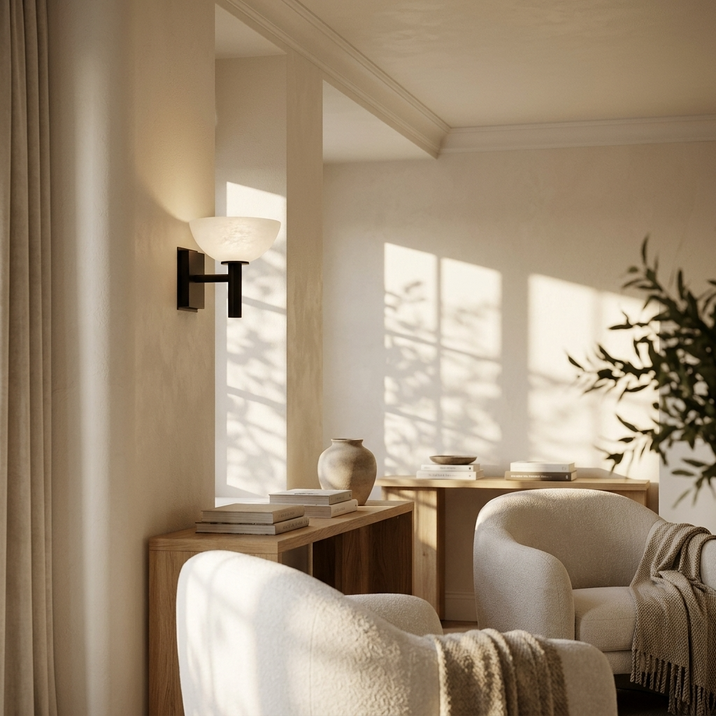 Natural Alabaster Bowl Wall Light