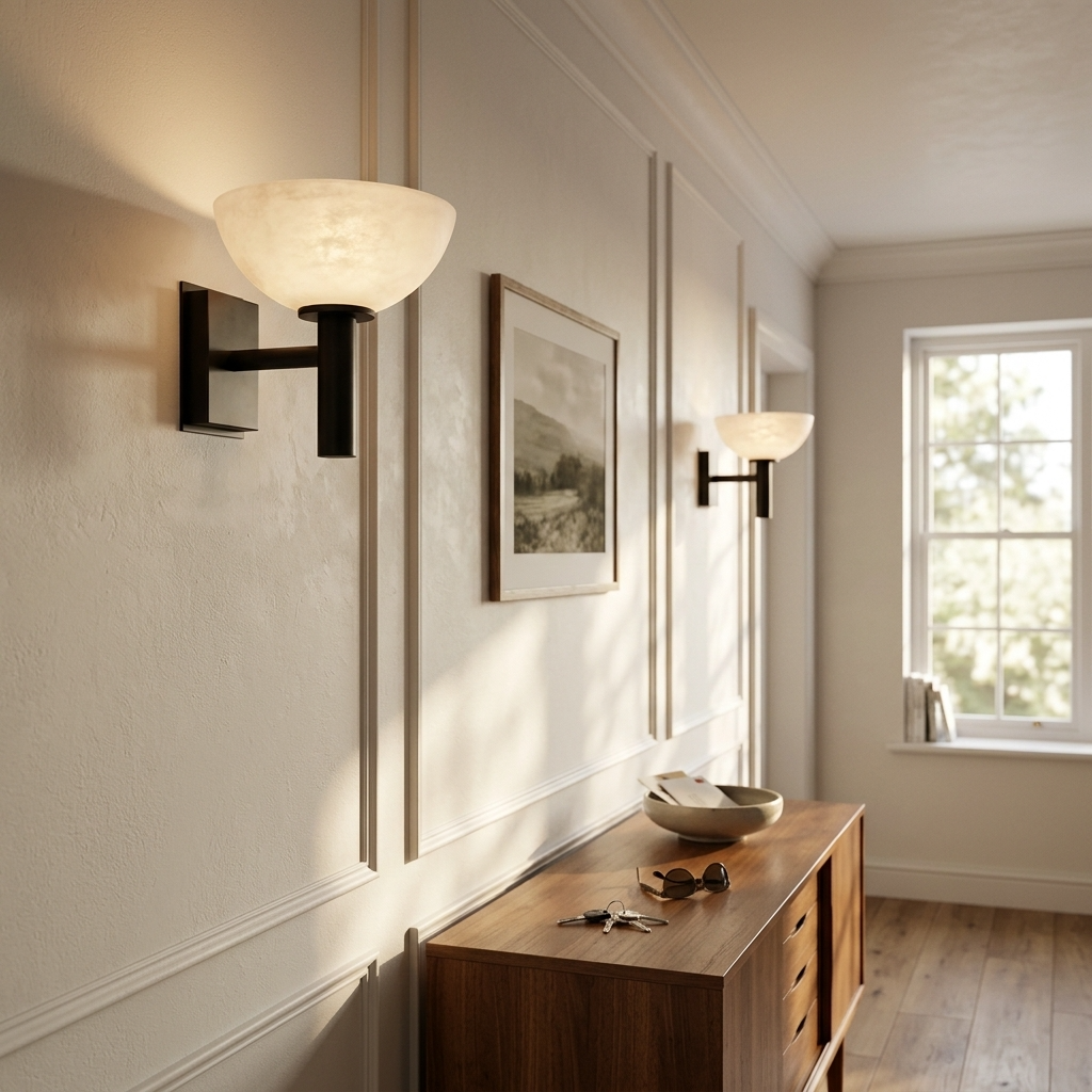 Natural Alabaster Bowl Wall Light