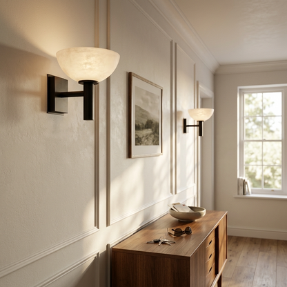 Natural Alabaster Bowl Wall Light