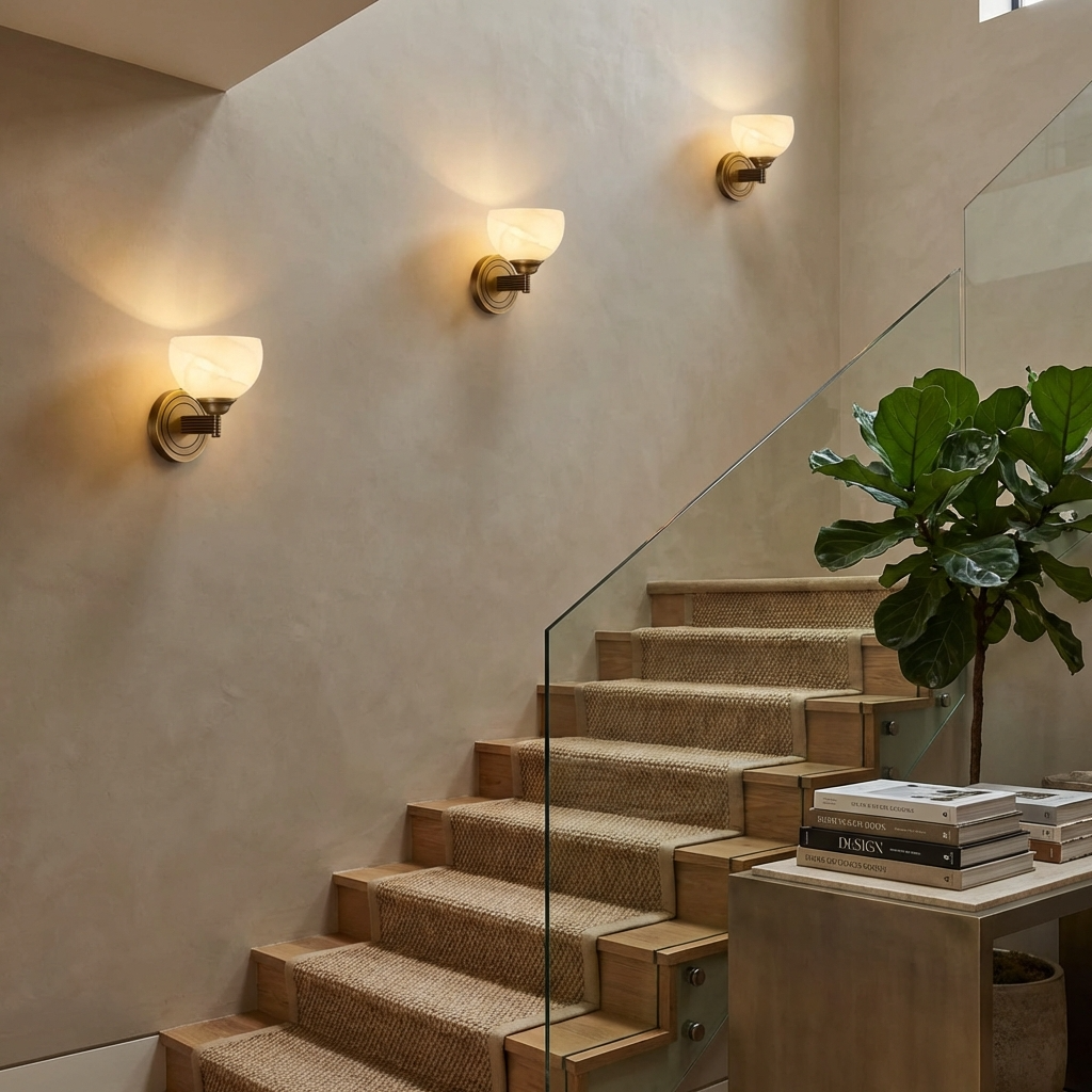Natural Alabaster Bowl Wall Light