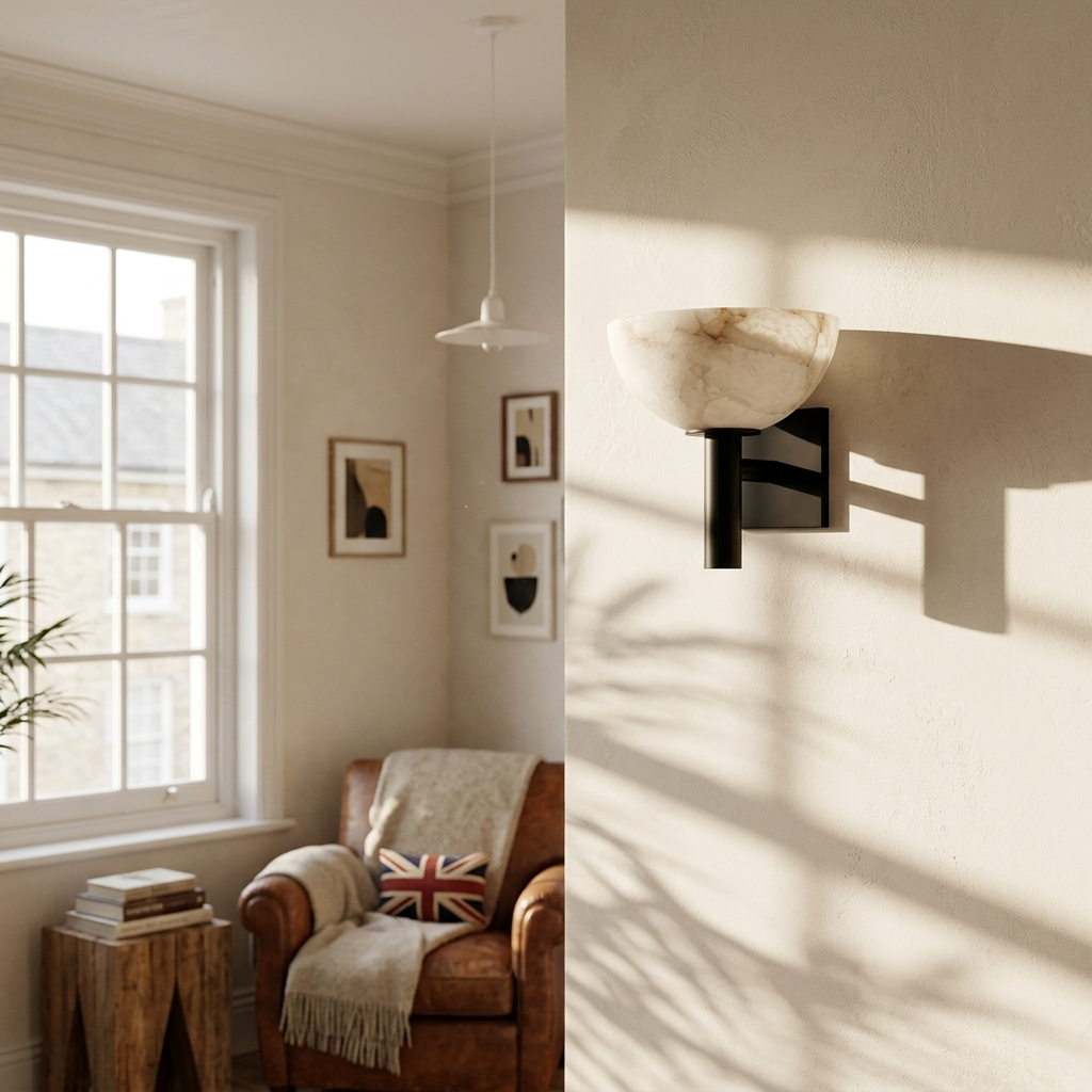 Natural Alabaster Bowl Wall Light