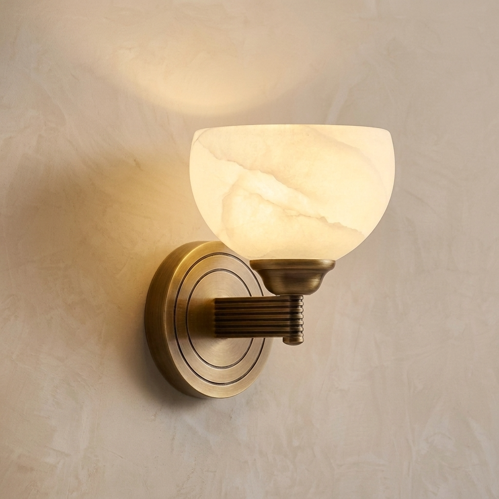 Natural Alabaster Bowl Wall Light