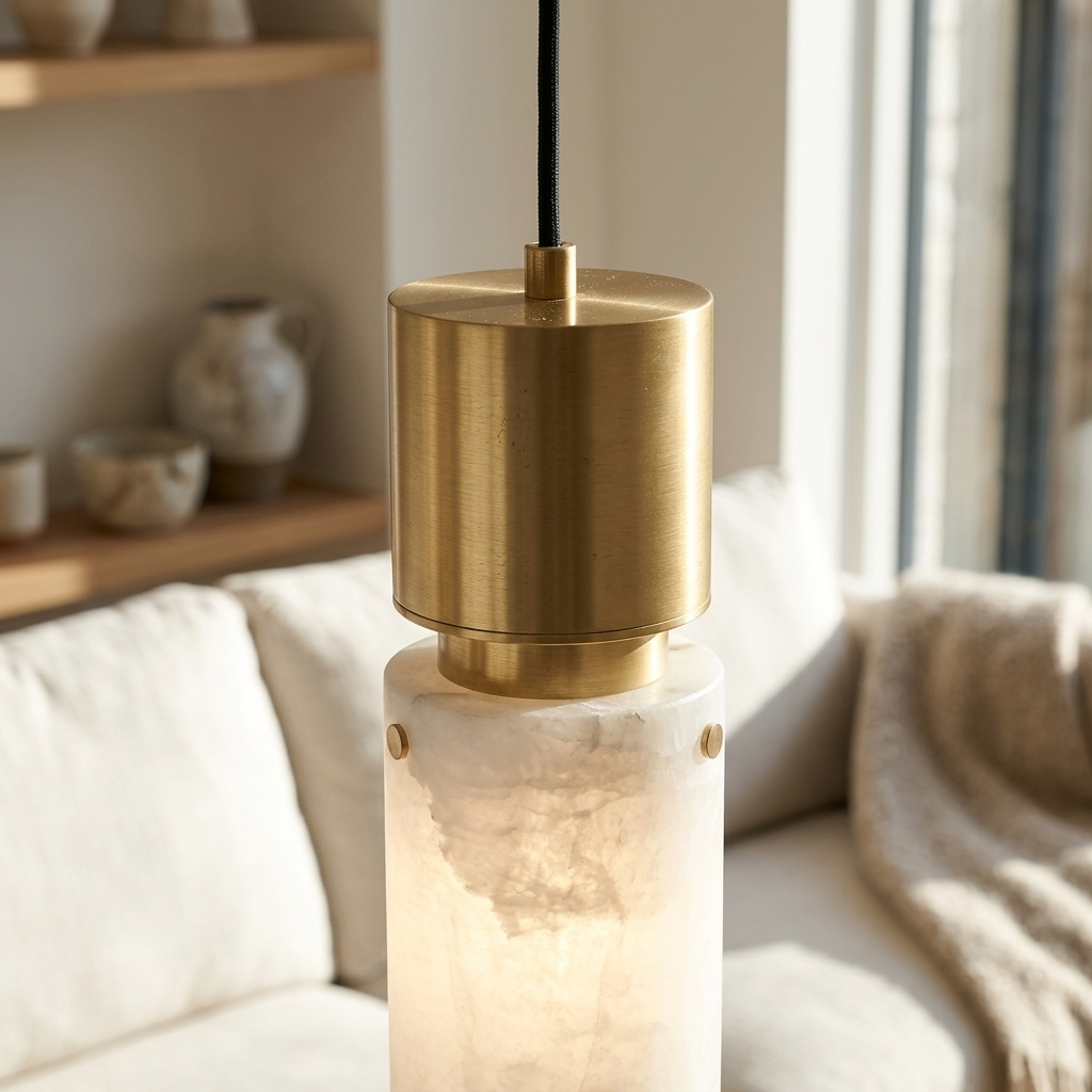Natural Alabaster Brass Pendant Light