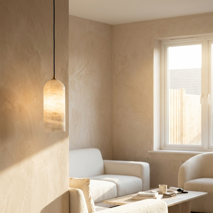 Natural Alabaster Capsule Pendant Light