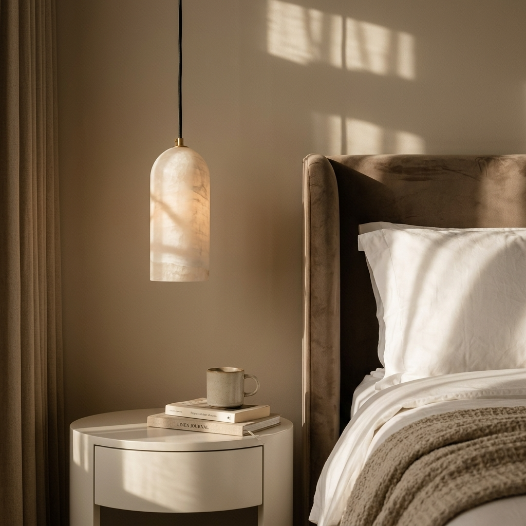 Natural Alabaster Capsule Pendant Light