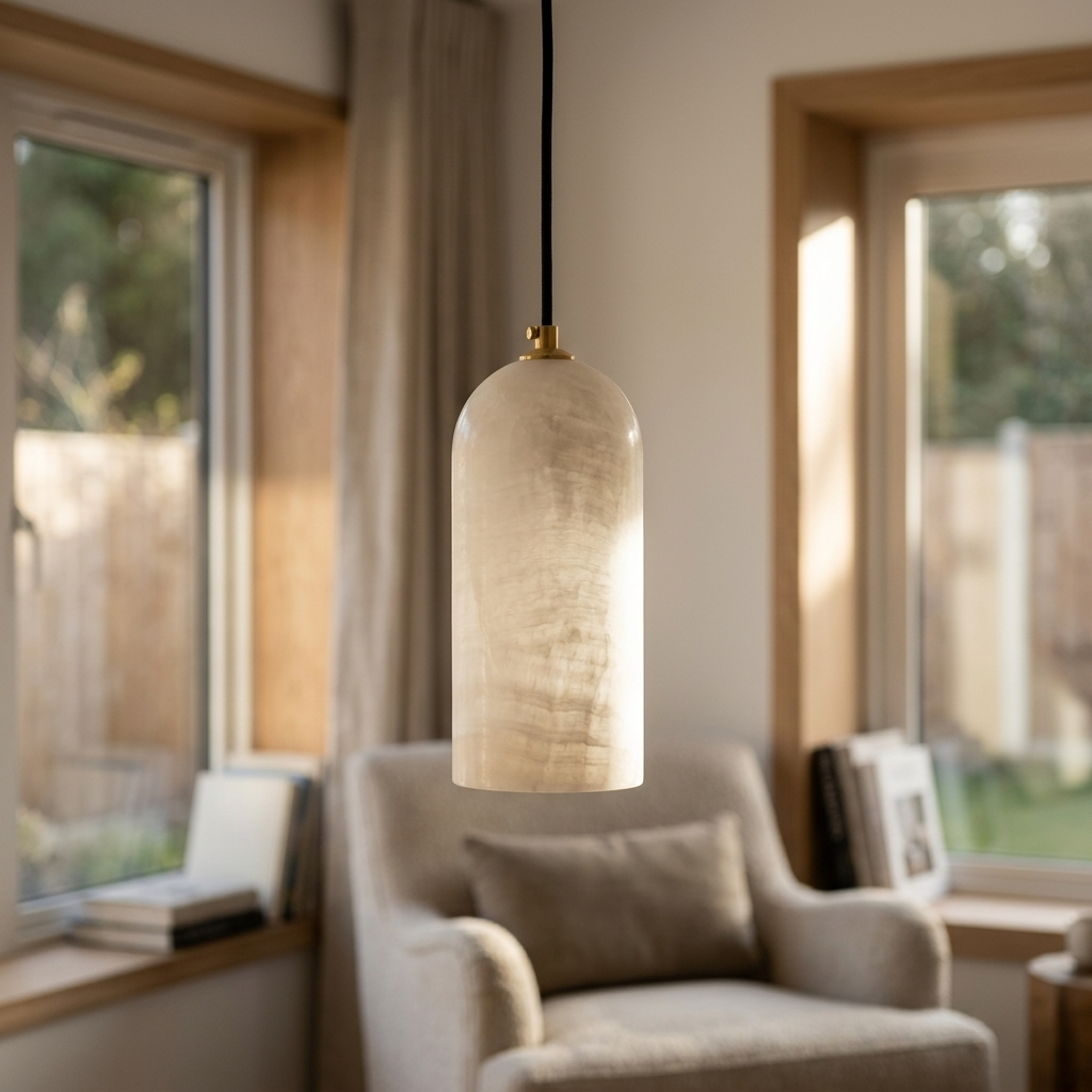 Natural Alabaster Capsule Pendant Light