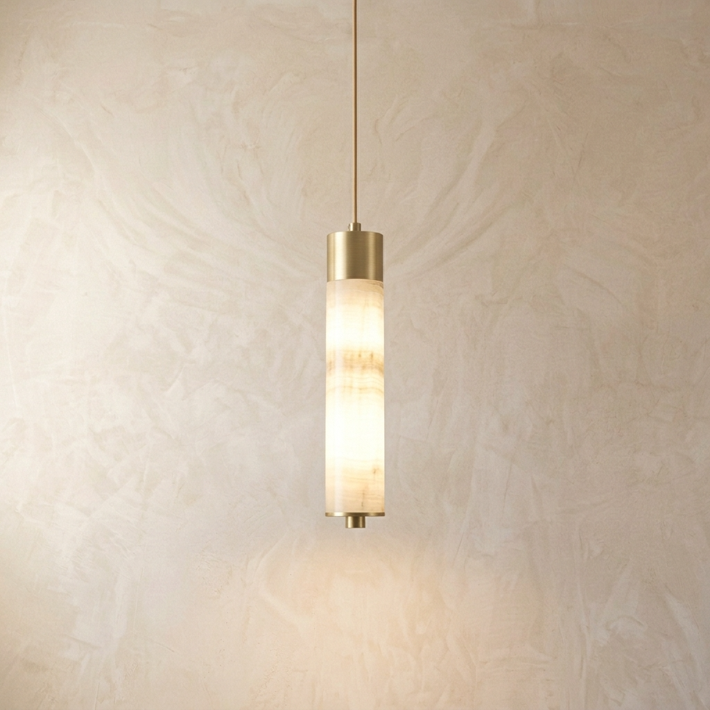 Natural Alabaster Column Pendant Light