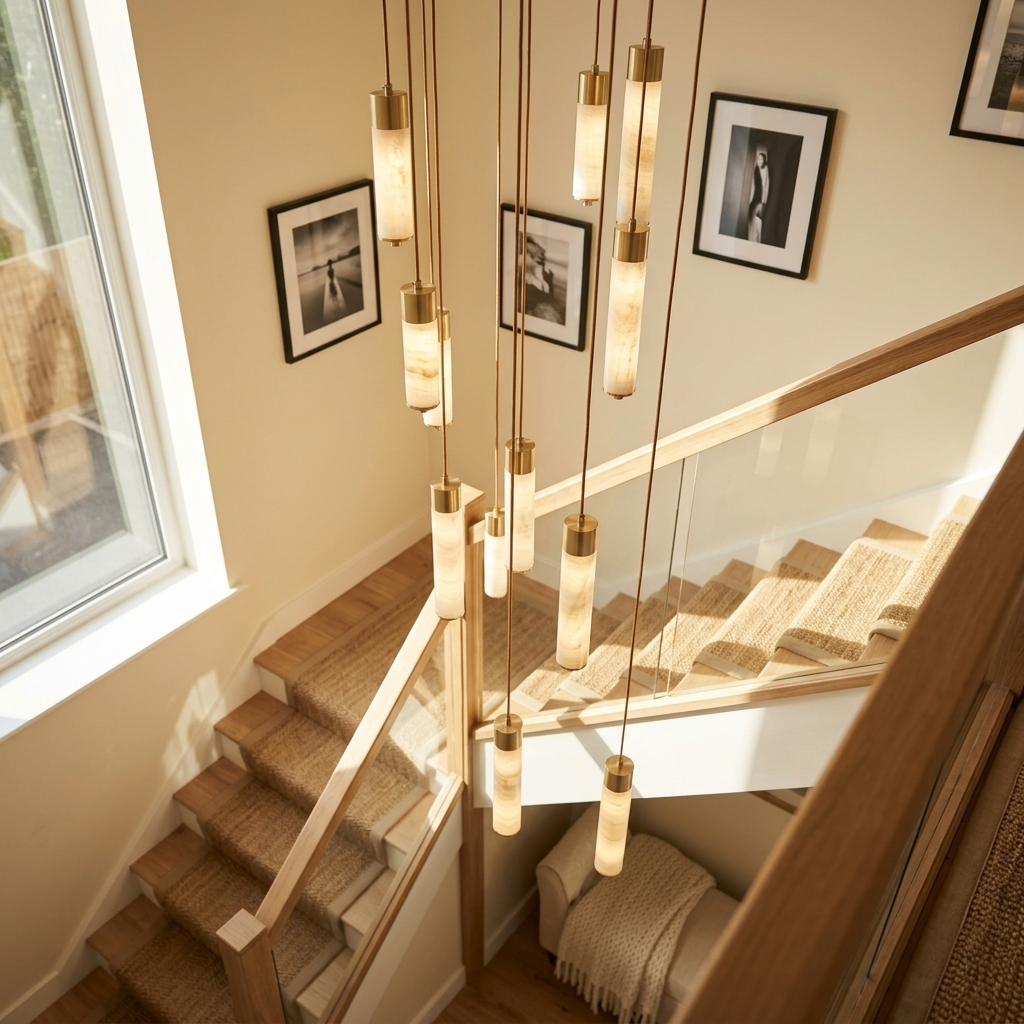 Natural Alabaster Column Pendant Light