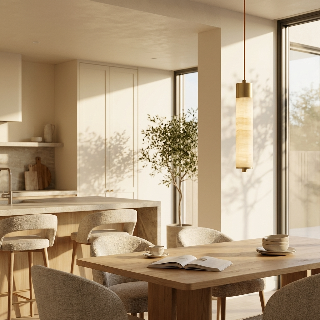 Natural Alabaster Column Pendant Light