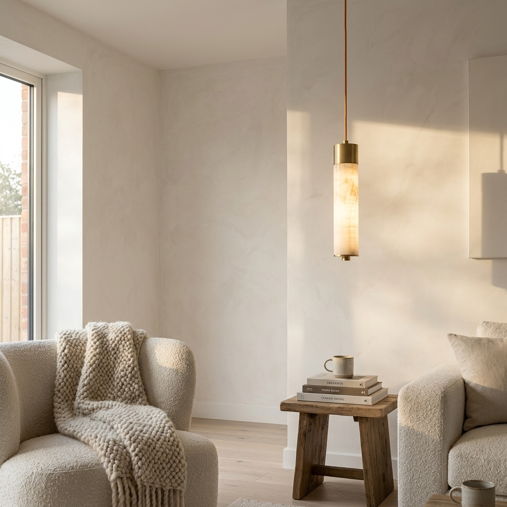 Natural Alabaster Column Pendant Light