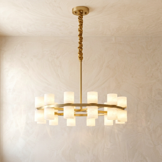 Natural Alabaster Crown Chandelier