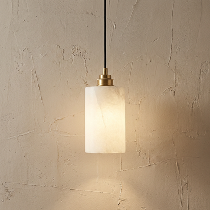 Natural Alabaster Cylinder Pendant Light