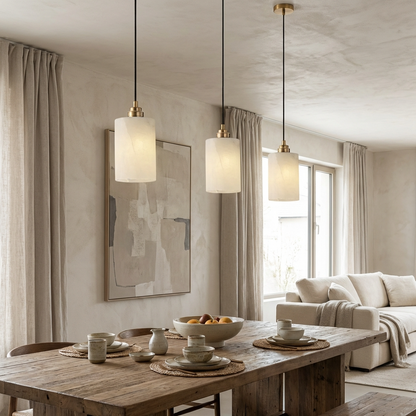 Natural Alabaster Cylinder Pendant Light