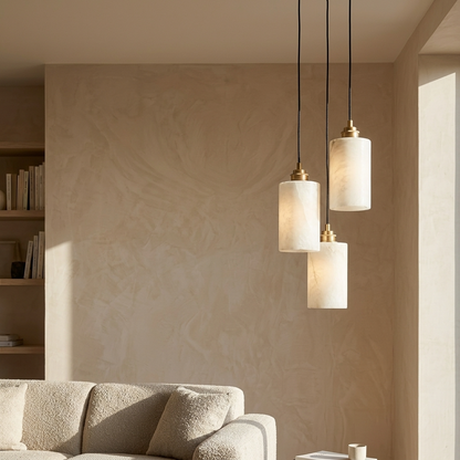 Natural Alabaster Cylinder Pendant Light