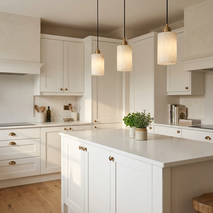 Natural Alabaster Cylinder Pendant Light