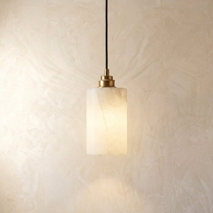 Natural Alabaster Cylinder Pendant Light