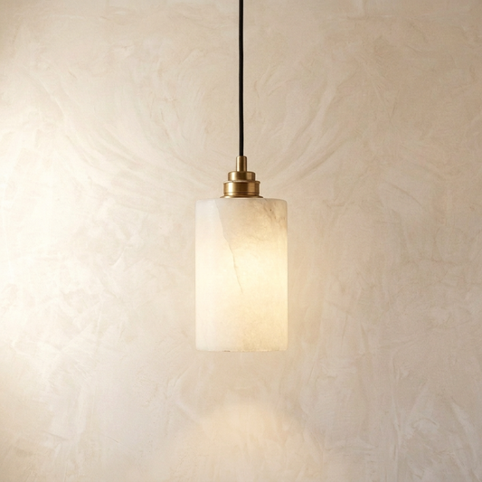 Natural Alabaster Cylinder Pendant Light