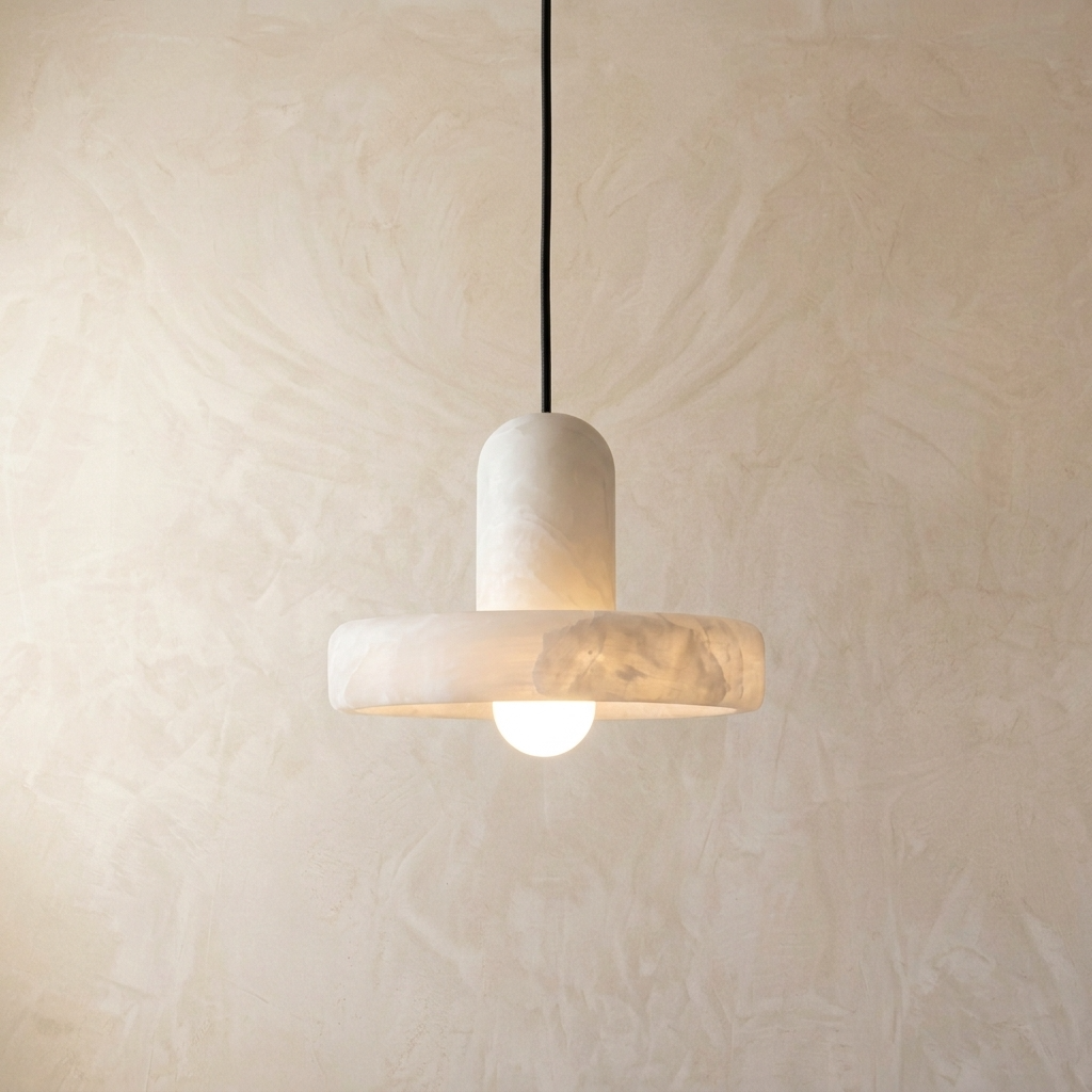 Natural Alabaster Disc Pendant Light