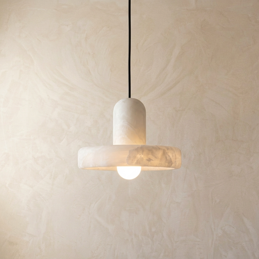 Natural Alabaster Disc Pendant Light