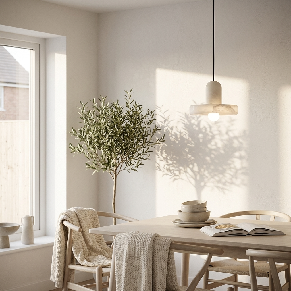 Natural Alabaster Disc Pendant Light