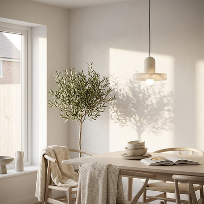 Natural Alabaster Disc Pendant Light