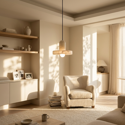 Natural Alabaster Disc Pendant Light