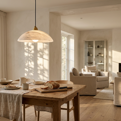 Natural Alabaster Dome Pendant Light