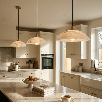 Natural Alabaster Dome Pendant Light