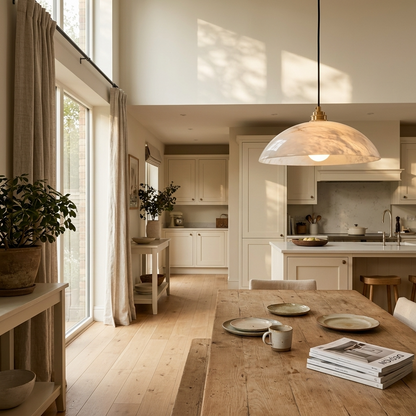 Natural Alabaster Dome Pendant Light