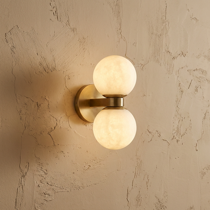 Natural Alabaster Double Ball Wall Light